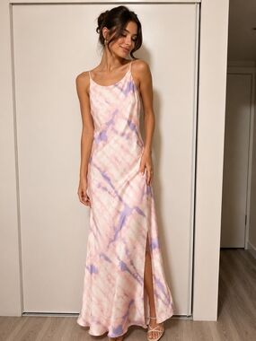 ASTR Midi Dress Satin Tie-Dye
